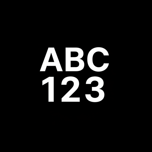 Can you generate a square image for Shopify. The image should have a white background, with cut-out letters ABC and below the letters cut-out numbers 123.
ABC and 123 should be the same size and width.